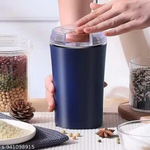 Blue electric coffee and spice grinder, product view 1