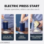 Blue electric coffee and spice grinder, product view 3